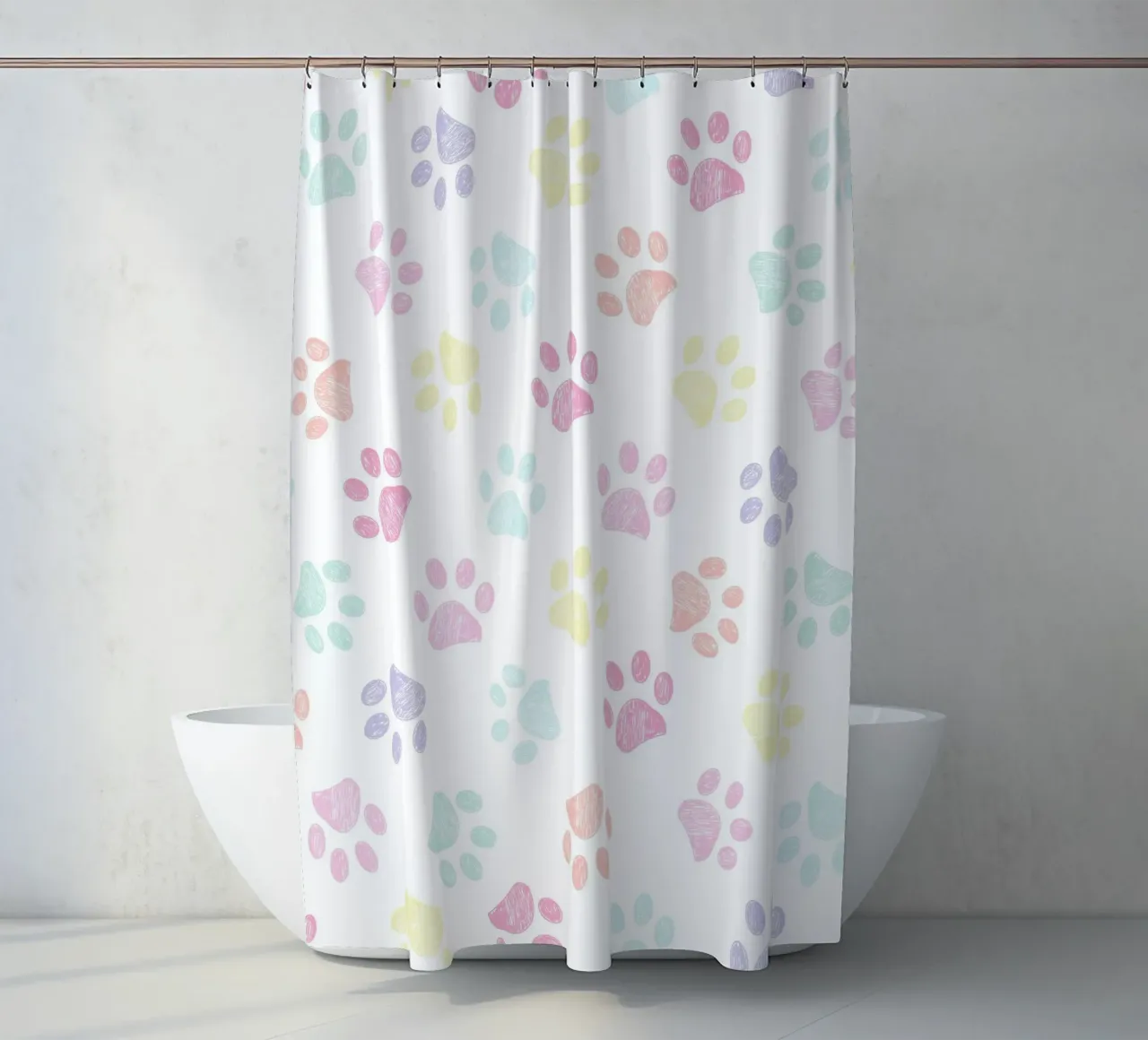 Impronte di zampe in colori pastello tenda da doccia da gulsengunel