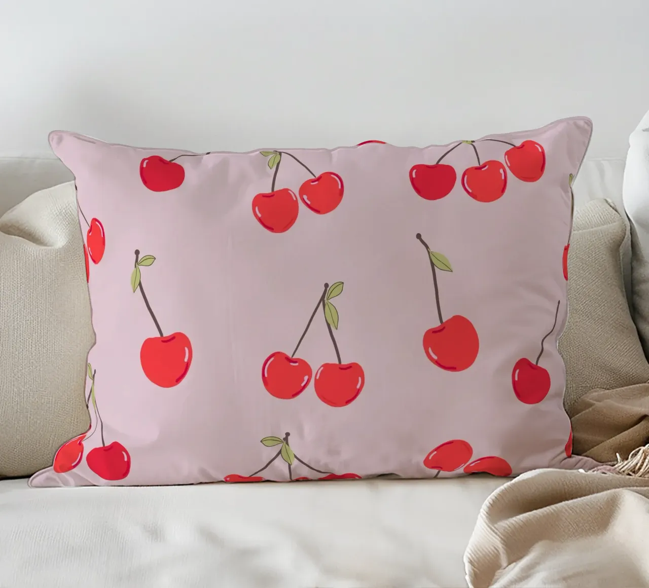 Valentine's Day design cherries decorative cushion by gulsengunel
