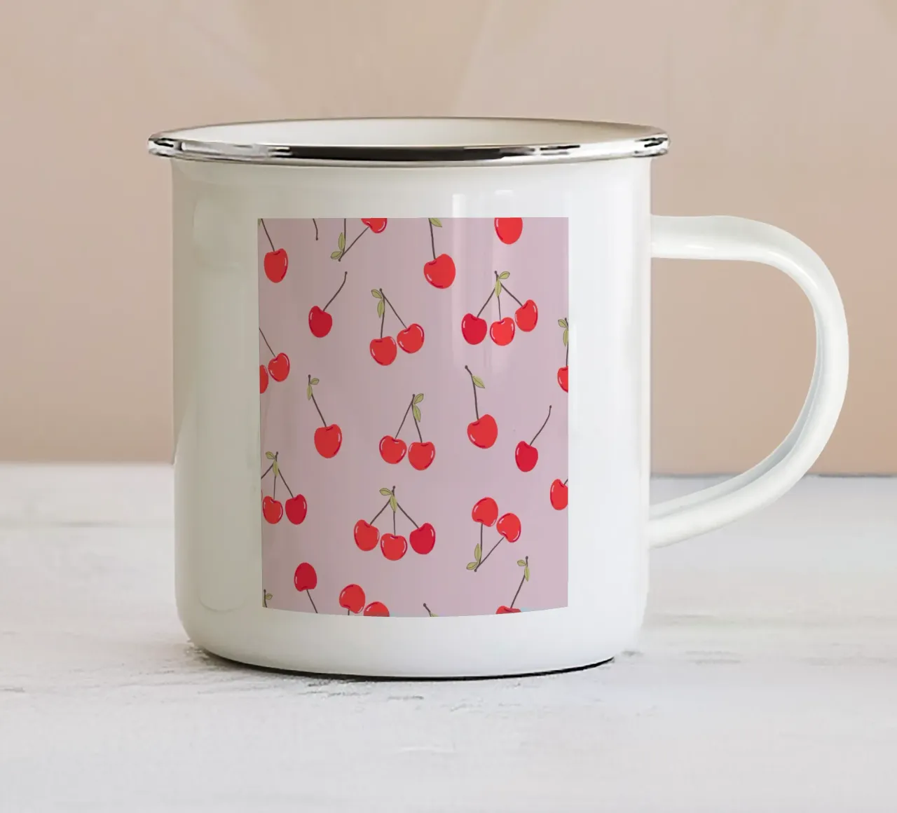 Ciliegie di design per San Valentino tazza in smalto da gulsengunel