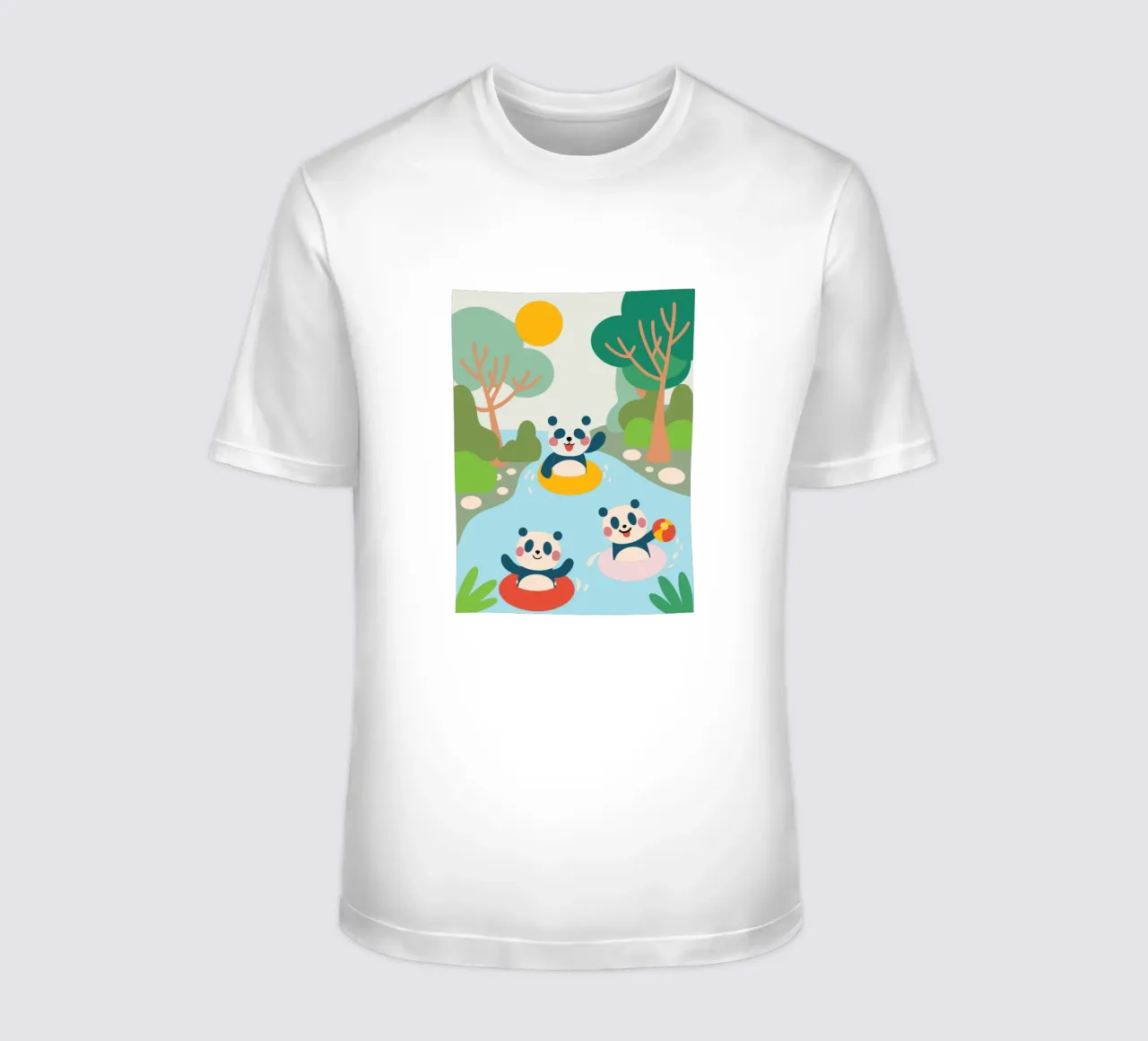 Tres pandas juegan camiseta de CUTE ANIMALS