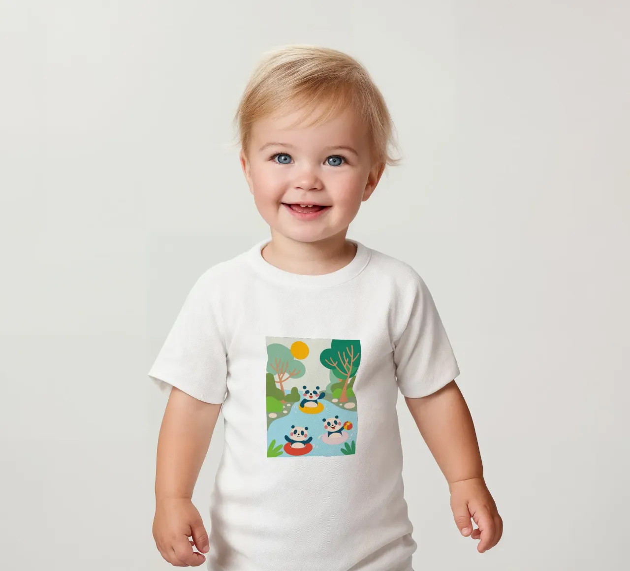 Tres pandas juegan camiseta de bebé de CUTE ANIMALS