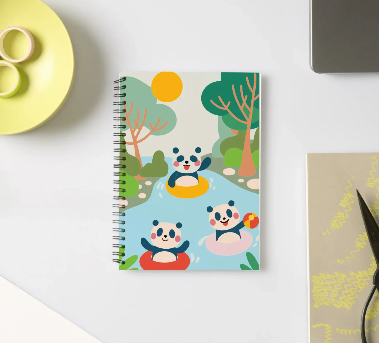 Three Pandas Play spiral notebook by CUTE ANIMALS