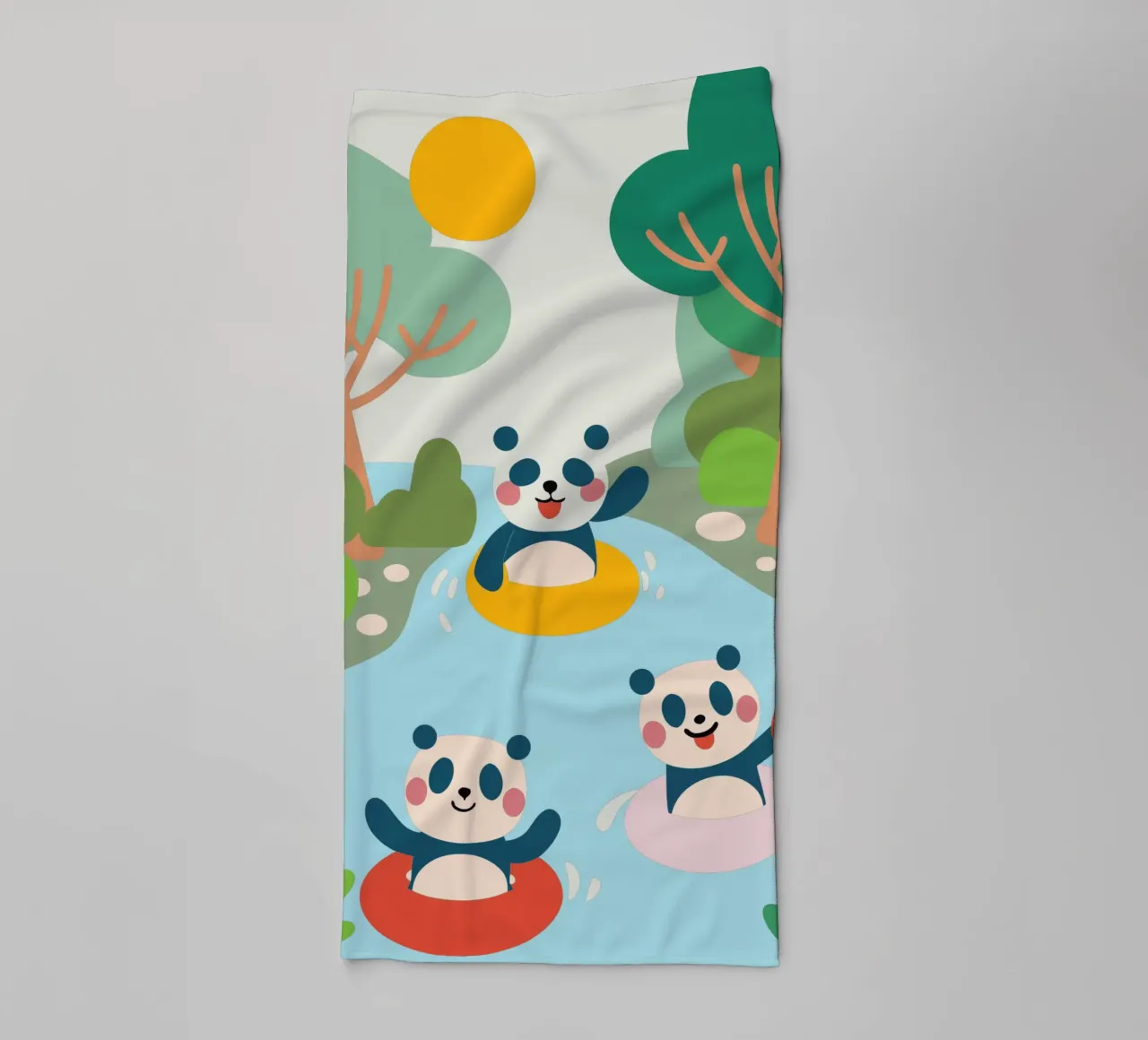 Three Pandas Play towel by CUTE ANIMALS