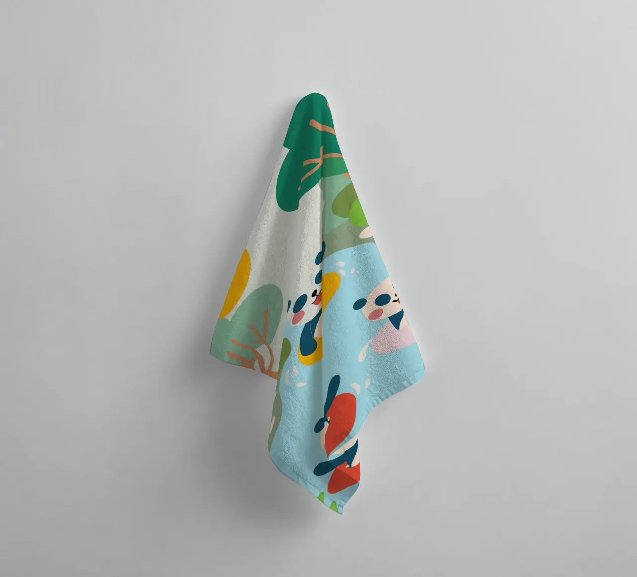 Three Pandas Play towel by CUTE ANIMALS