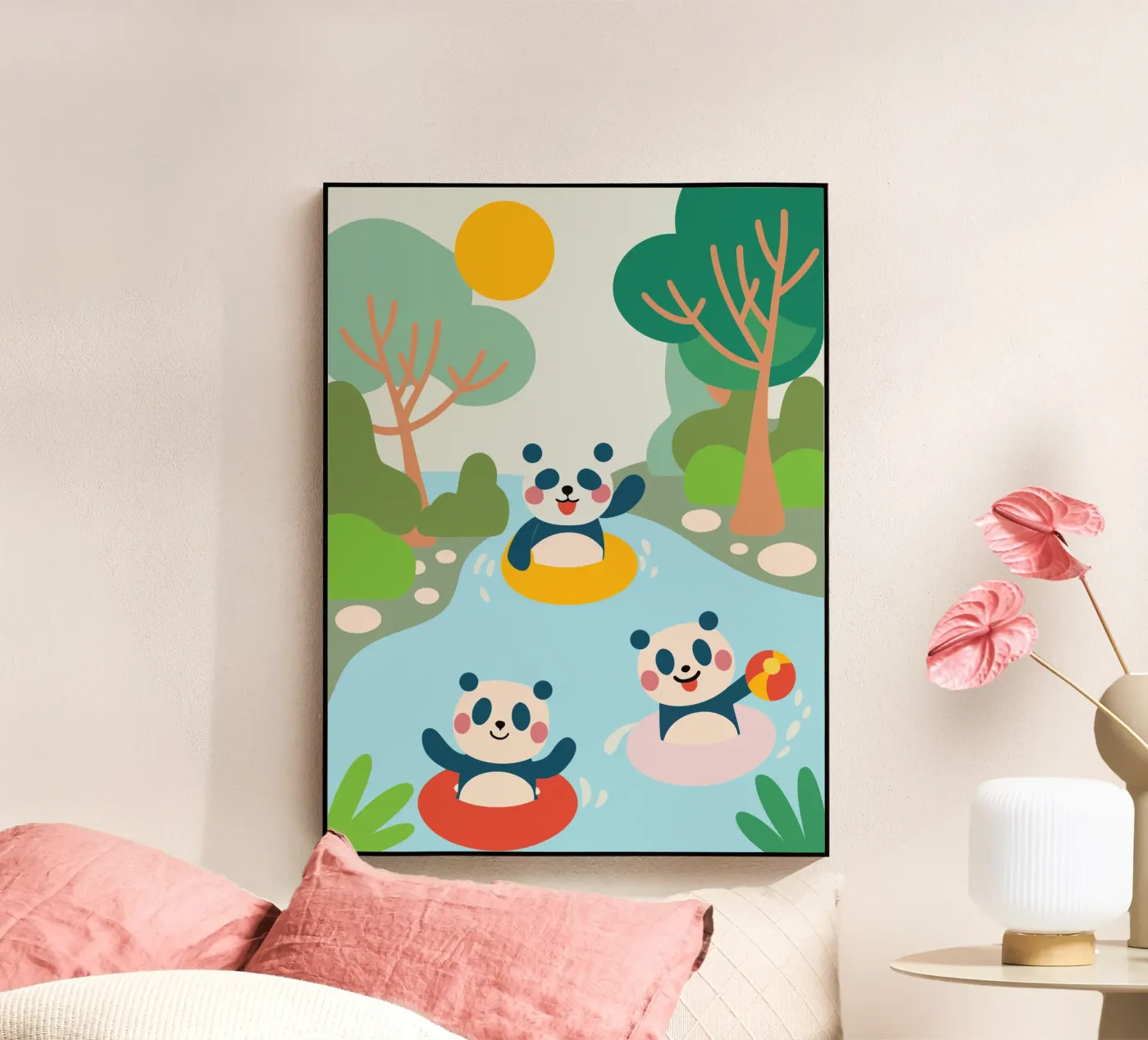 Drie Panda's Spelen acryl van CUTE ANIMALS