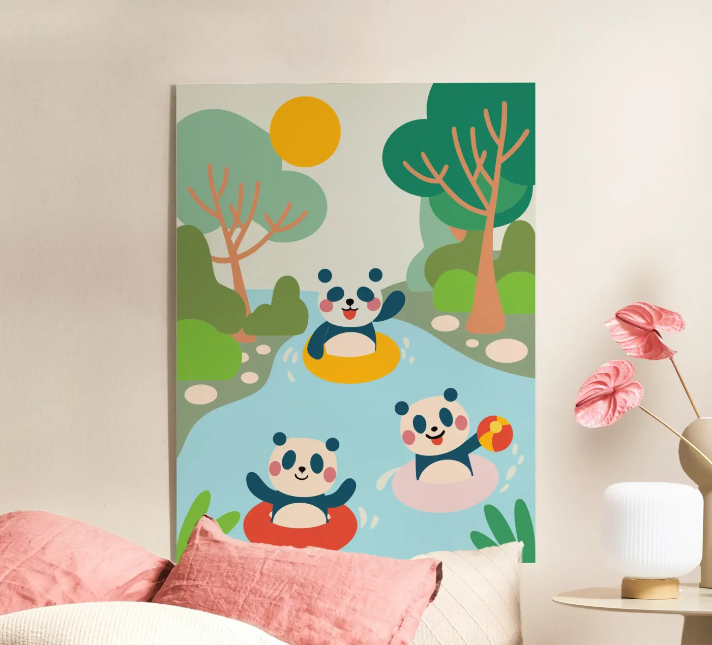 Drie Panda's Spelen acryl van CUTE ANIMALS
