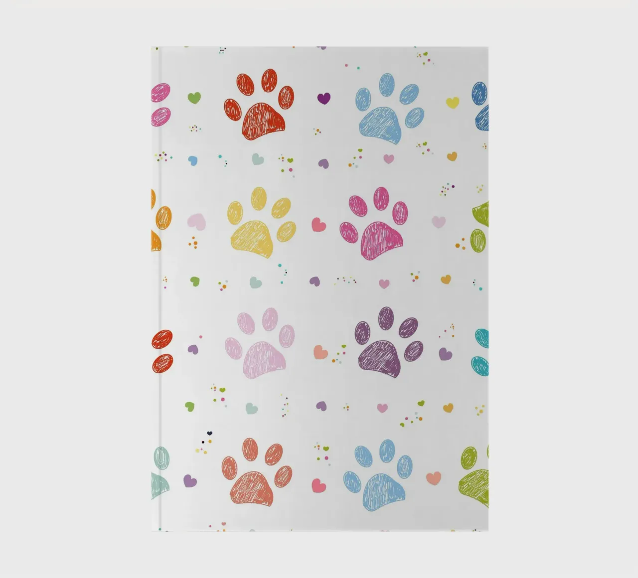 Vibrant colorful paw prints with hearts notebook by gulsengunel
