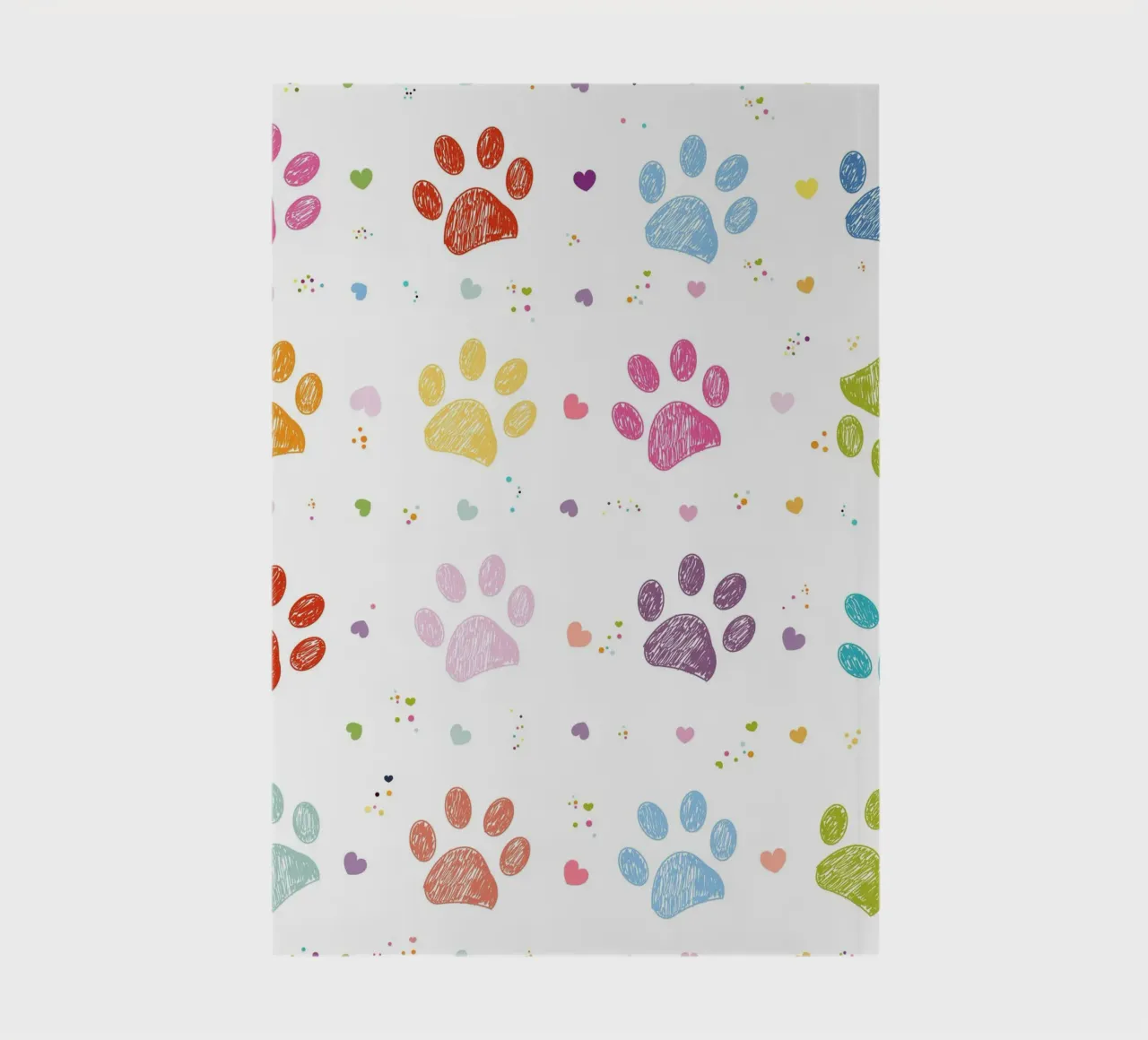 Vibrant colorful paw prints with hearts notebook by gulsengunel