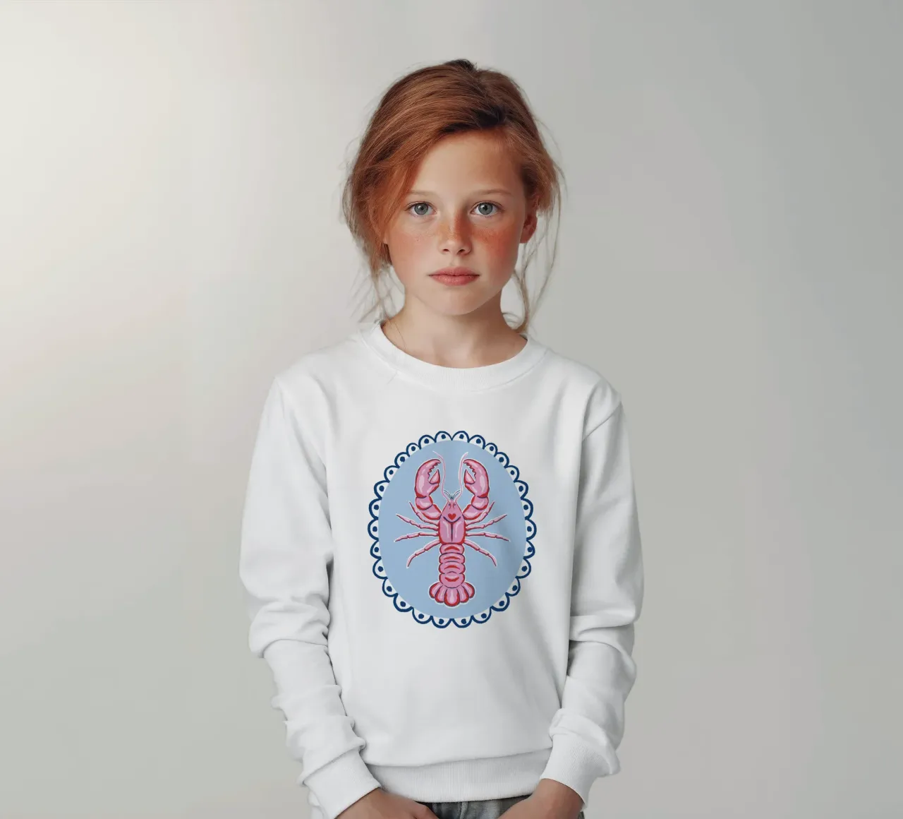 Preppy lobster - pink and blue kids sweatshirt by Vivdesign