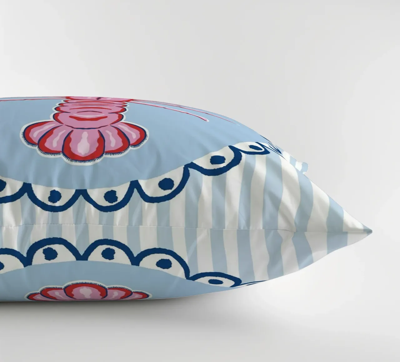 Preppy lobster - pink and blue decorative cushion by Vivdesign