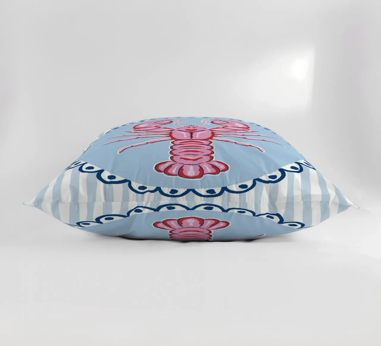 Preppy lobster - pink and blue decorative cushion by Vivdesign