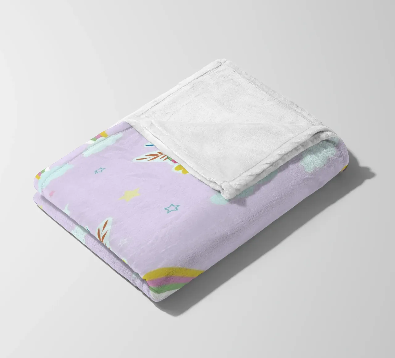 Unicorn pattern with flowers lilac background fleece blanket by gulsengunel