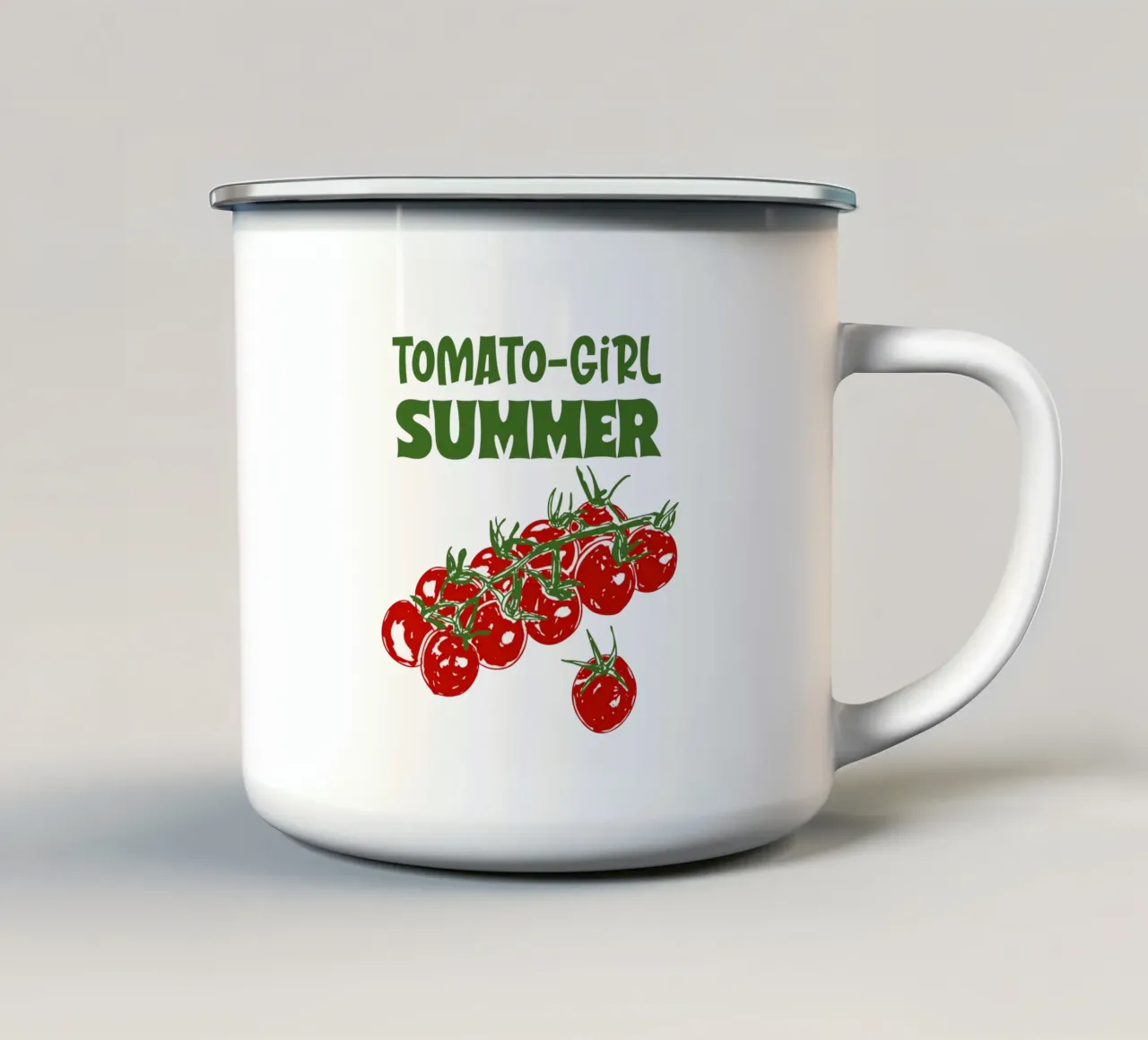 Tomaat Meisje Zomervibes Illustratie emaille mok van EDMPROJECT