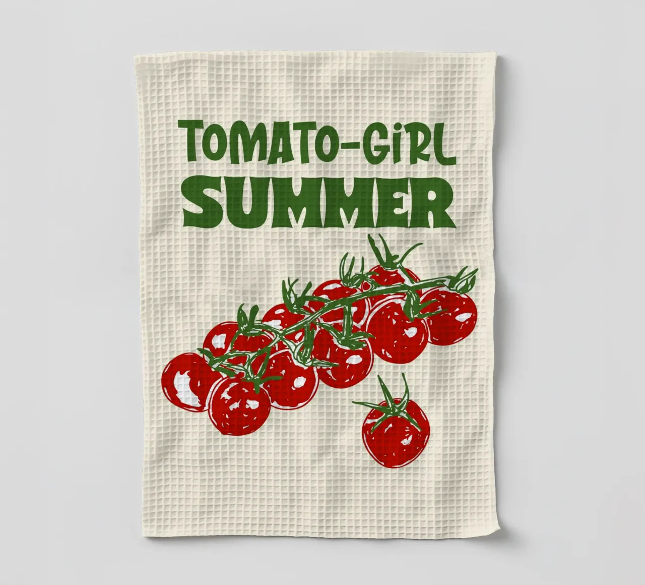 Tomato Girl Summer Vibes Illustration tea towel by EDMPROJECT