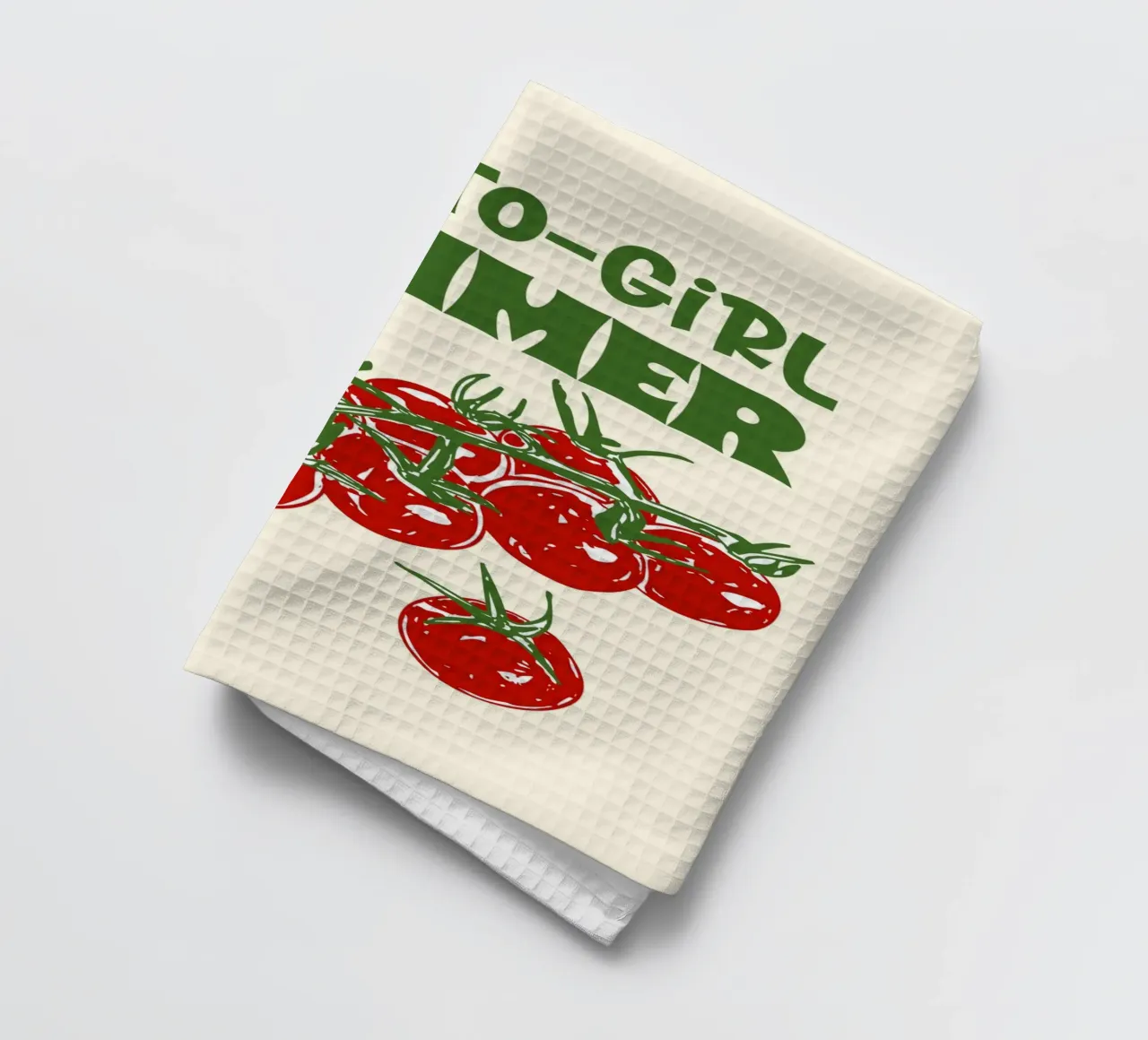Tomato Girl Summer Vibes Illustration tea towel by EDMPROJECT