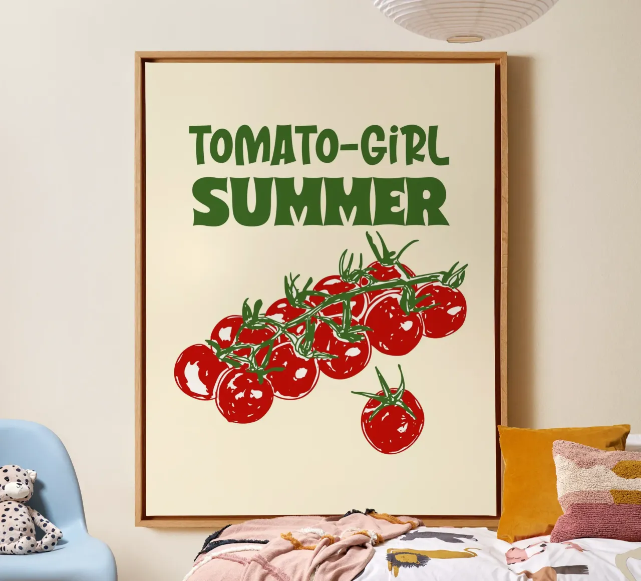 Tomaat Meisje Zomervibes Illustratie canvas met Baklijst van EDMPROJECT