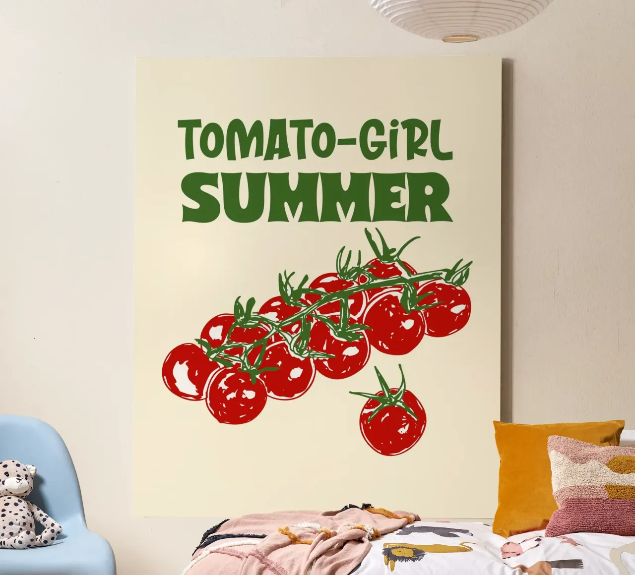 Tomaat Meisje Zomervibes Illustratie canvas met Baklijst van EDMPROJECT