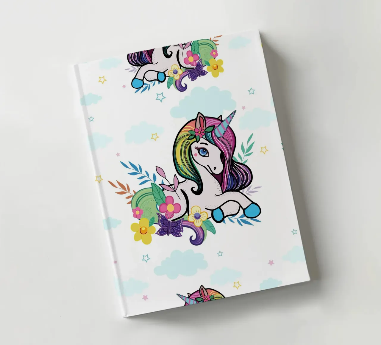 Unicorn pattern with flowers notebook by gulsengunel