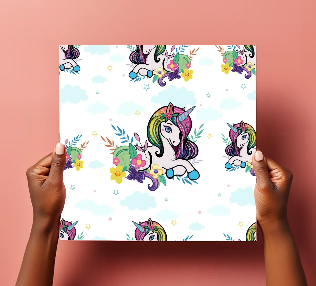 Unicorn pattern with flowers sticker sheet by gulsengunel