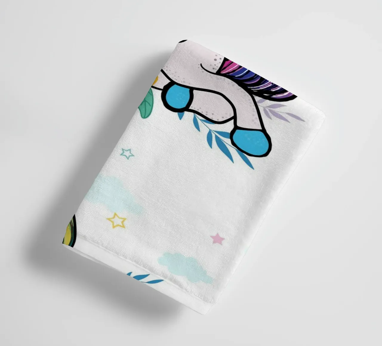 Unicorn pattern with flowers towel by gulsengunel