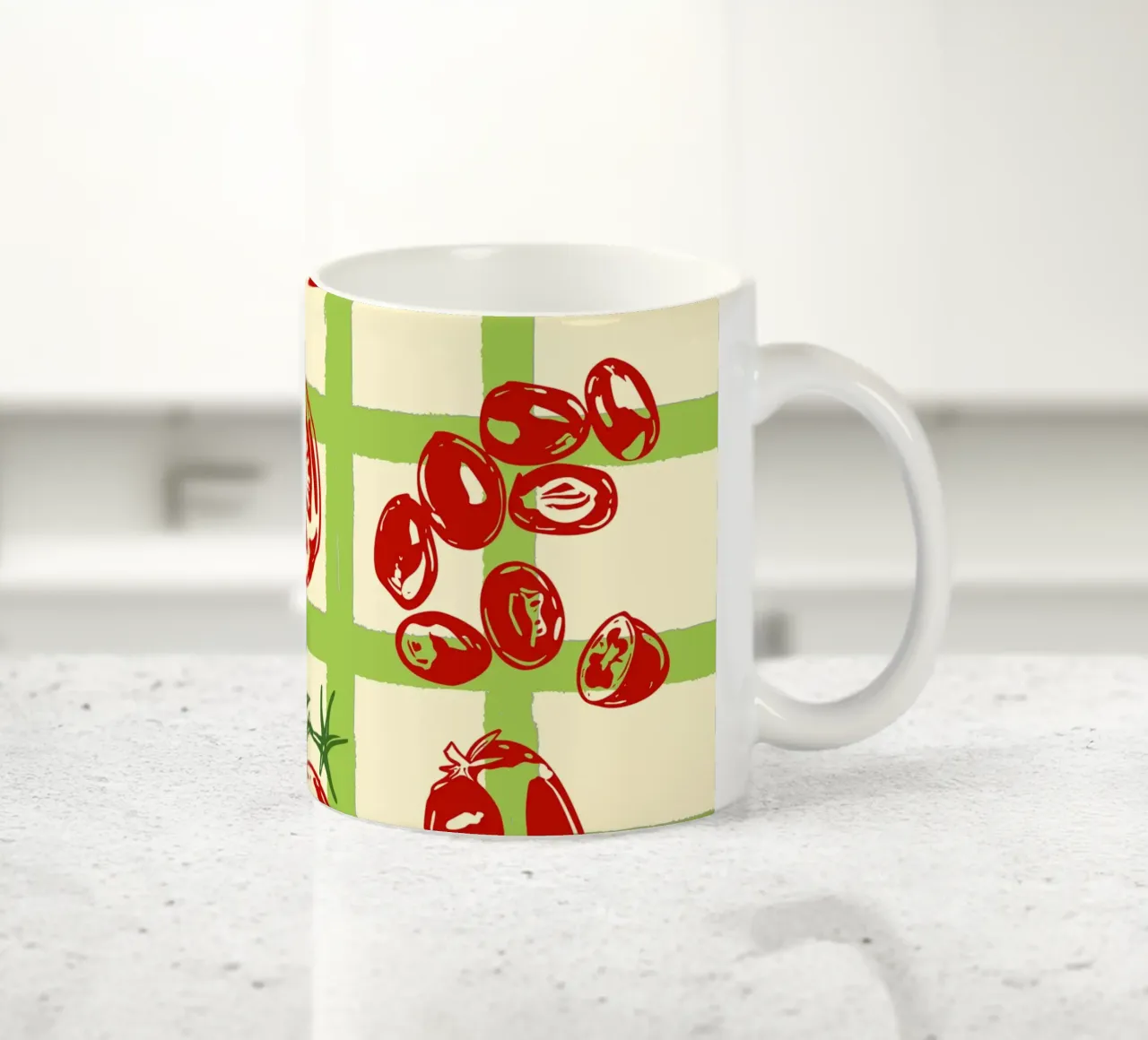 Tomato Picnic Pattern – Vintage Garden Illustration tazza in ceramica da EDMPROJECT