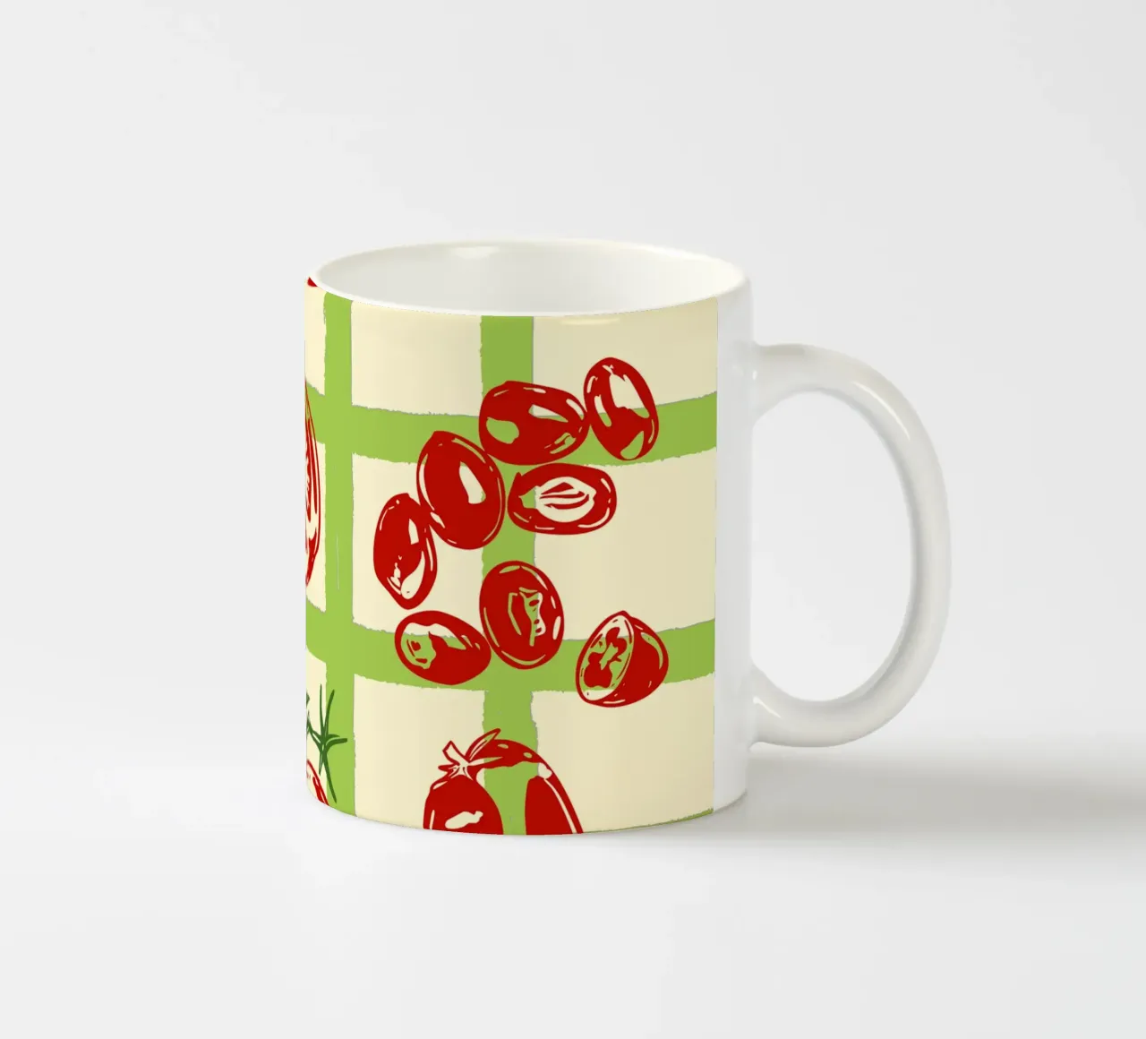 Tomato Picnic Pattern – Vintage Garden Illustration tazza in ceramica da EDMPROJECT
