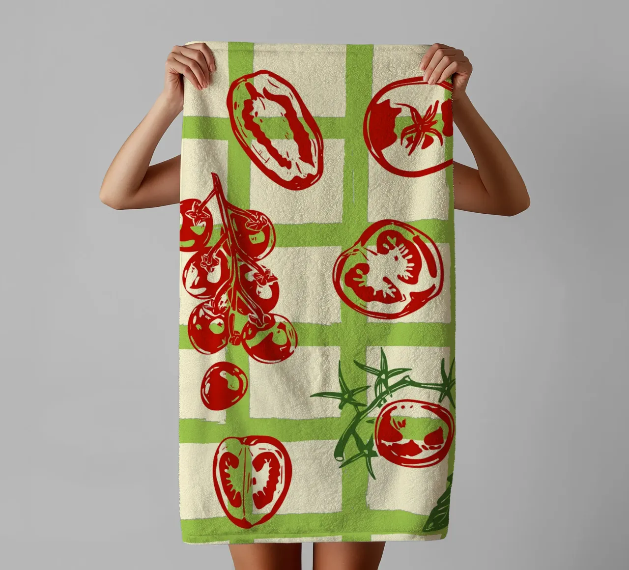 Tomato Picnic Pattern - Vintage Garden Illustration towel by EDMPROJECT