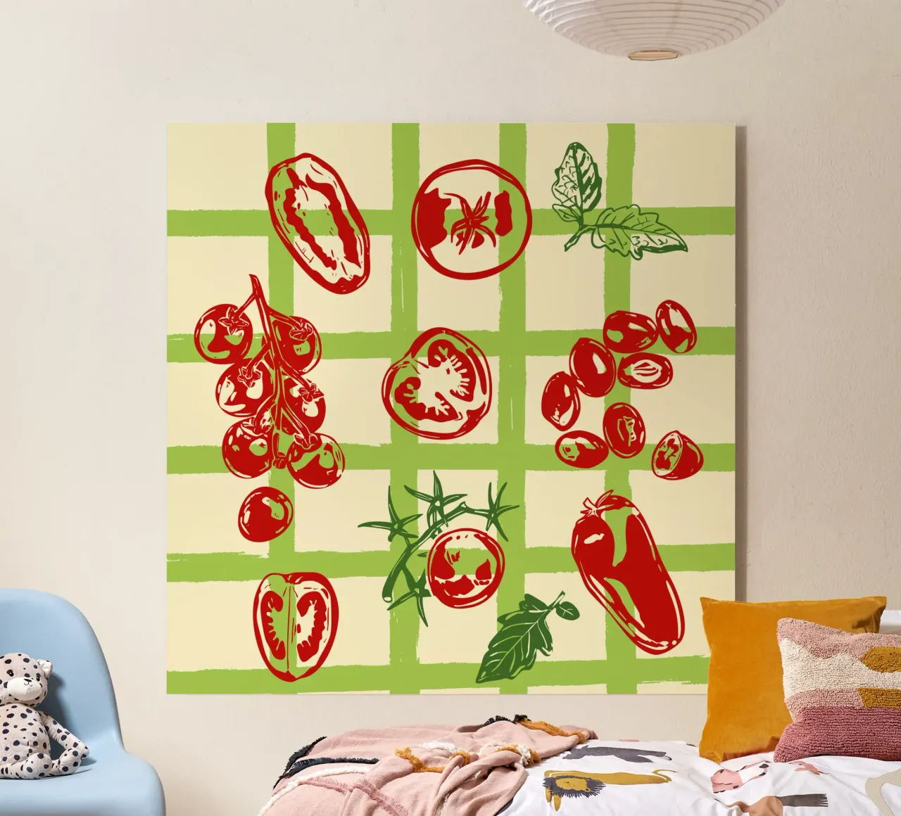 Tomato Picnic Pattern - Vintage Garden Illustration acrylic glass by EDMPROJECT