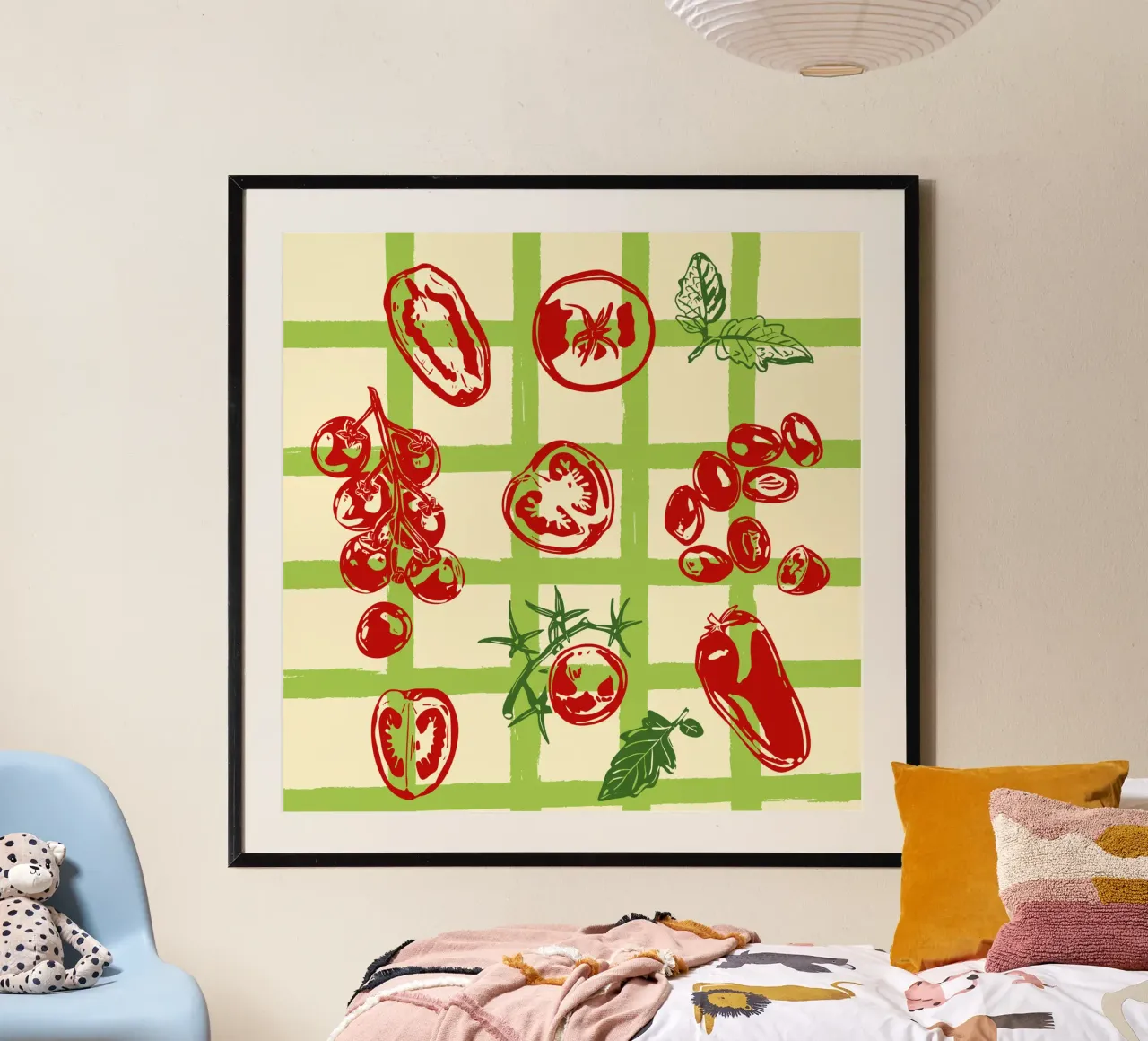 Tomato Picnic Pattern – Vintage Garden Illustration carta hahnemühle da EDMPROJECT