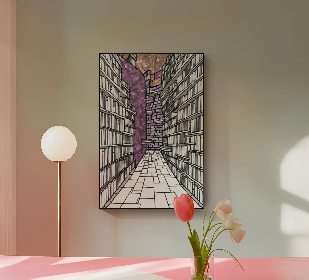 De bibliotheek 2 acryl van Dustlight Atelier