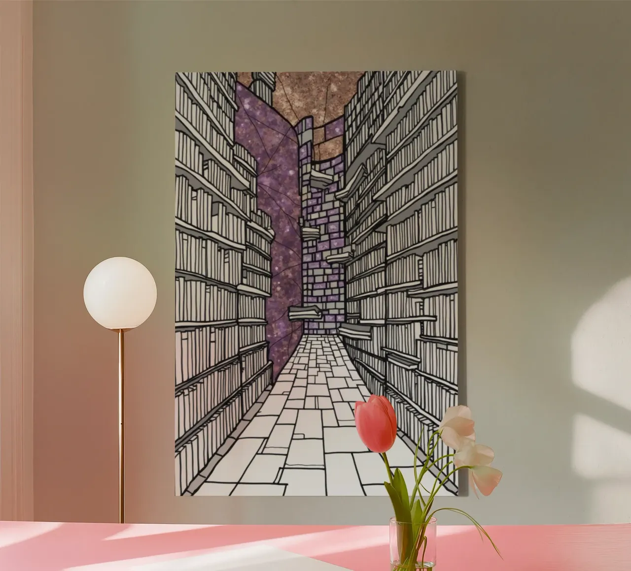 Die Bibliothek 2 Leinwand von Dustlight Atelier