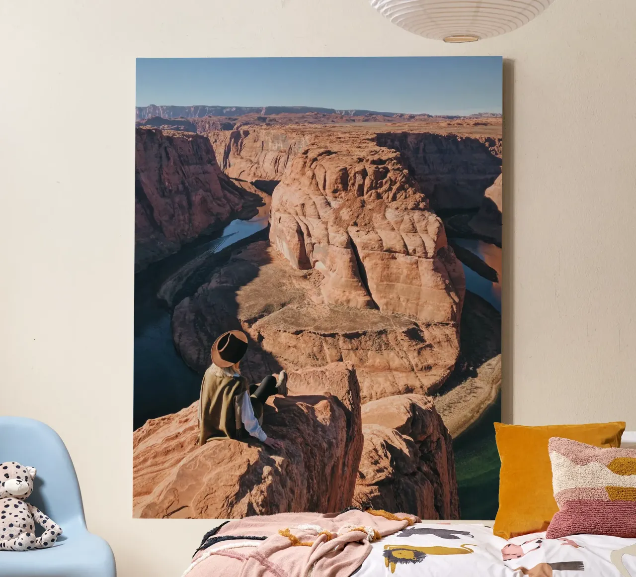 Uitkijkend over Horseshoe Bend, Arizona, Verenigde Staten canvas met Baklijst van Wanderlust Vibes