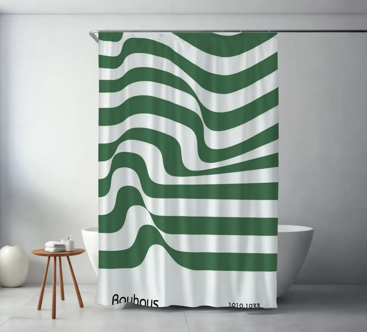 strisce verdi linee ondulate tenda da doccia da David Taylor