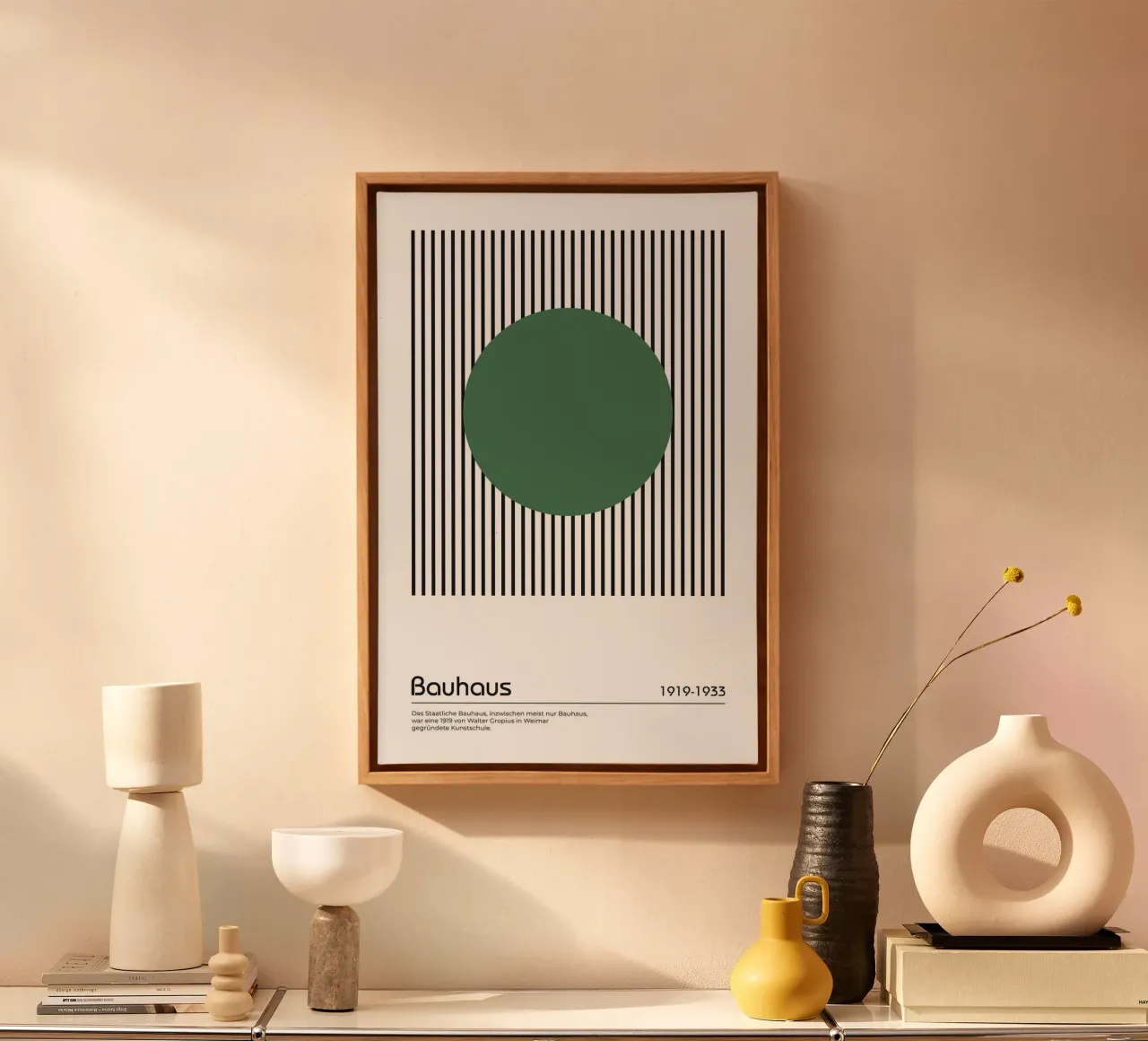 cerchio verde linee verticali nere tela da David Taylor