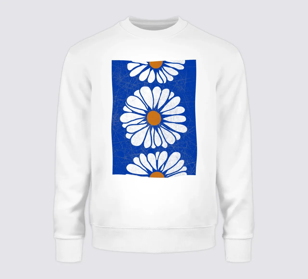 Crackled Blue White Flowers Sweatshirt von TijanaArtStudio88