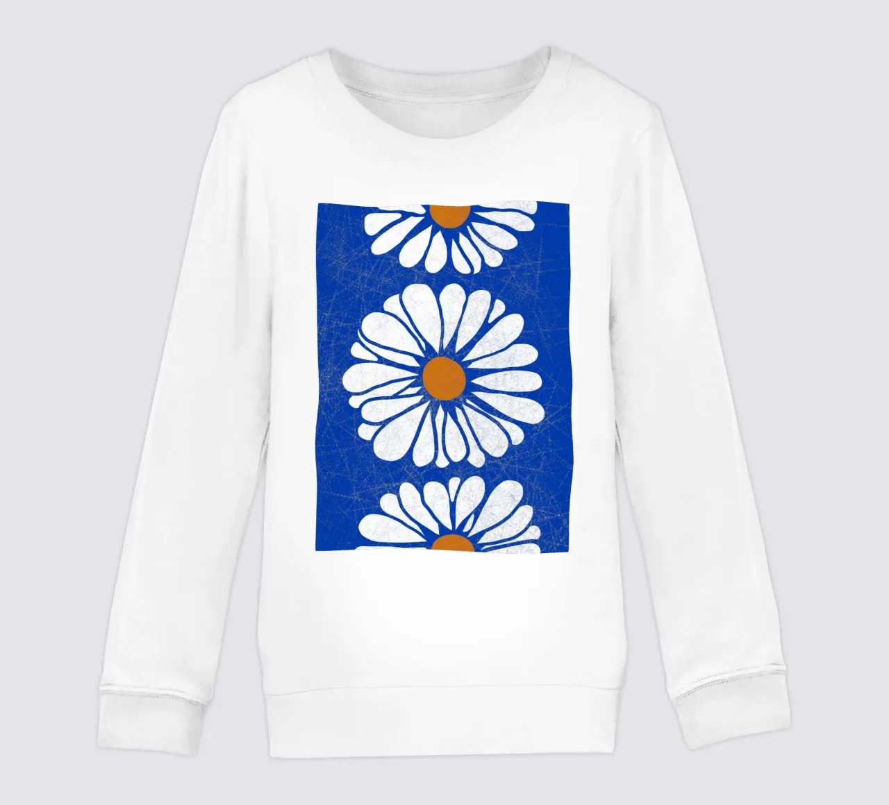 Crackled Blue White Flowers kids sweatshirt by TijanaArtStudio88