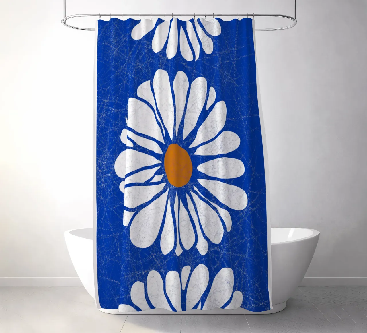 Crackled Blue White Flowers shower curtain by TijanaArtStudio88