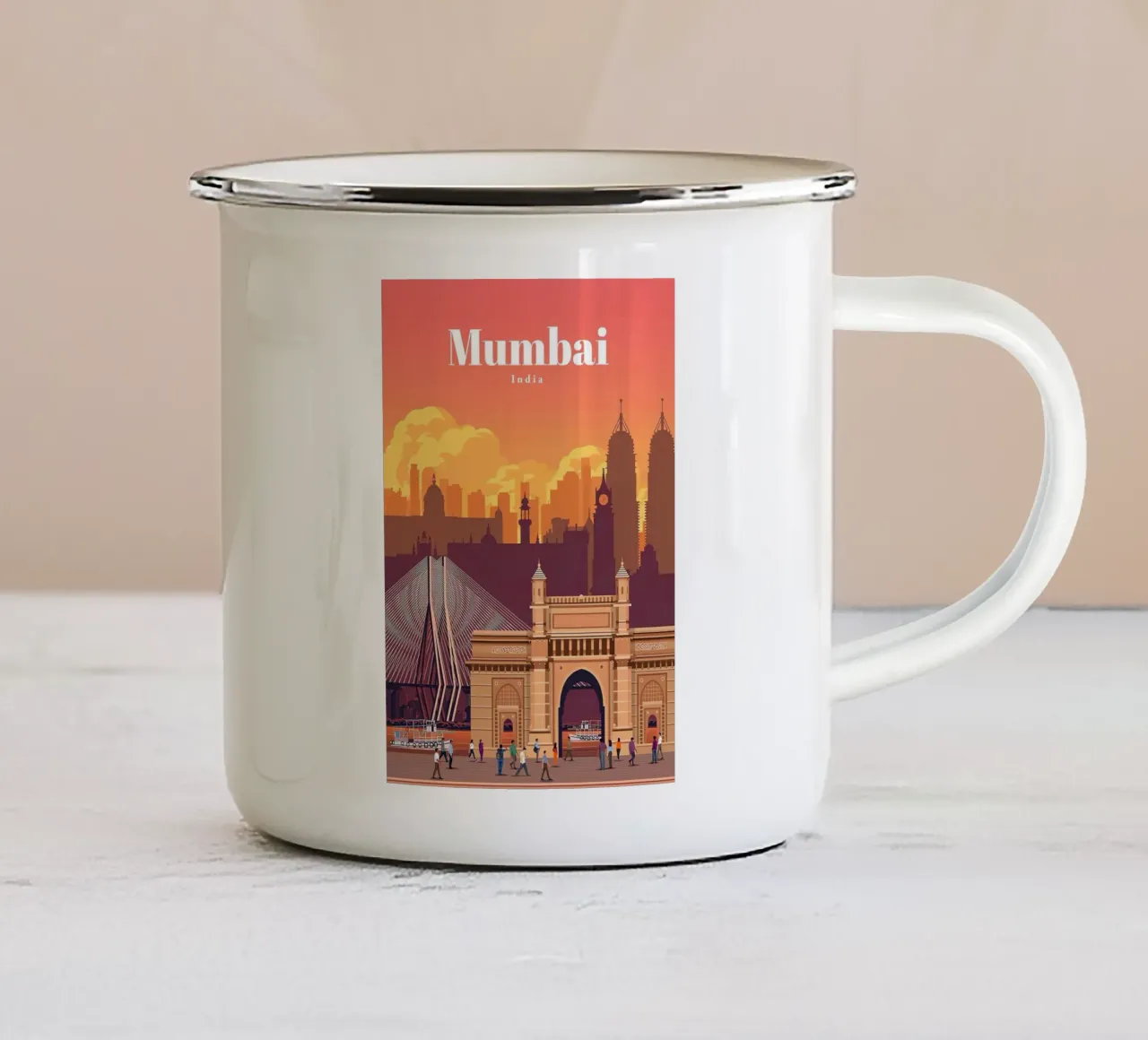 Viaggio a Mumbai tazza in smalto da Guy