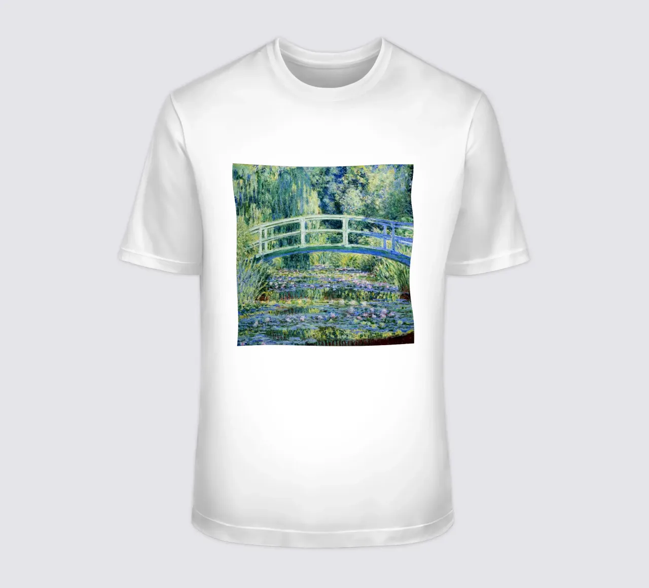 Water Lilies and Japanese Bridge (1899) by Claude Monet t-shirt by Classic Art Prints