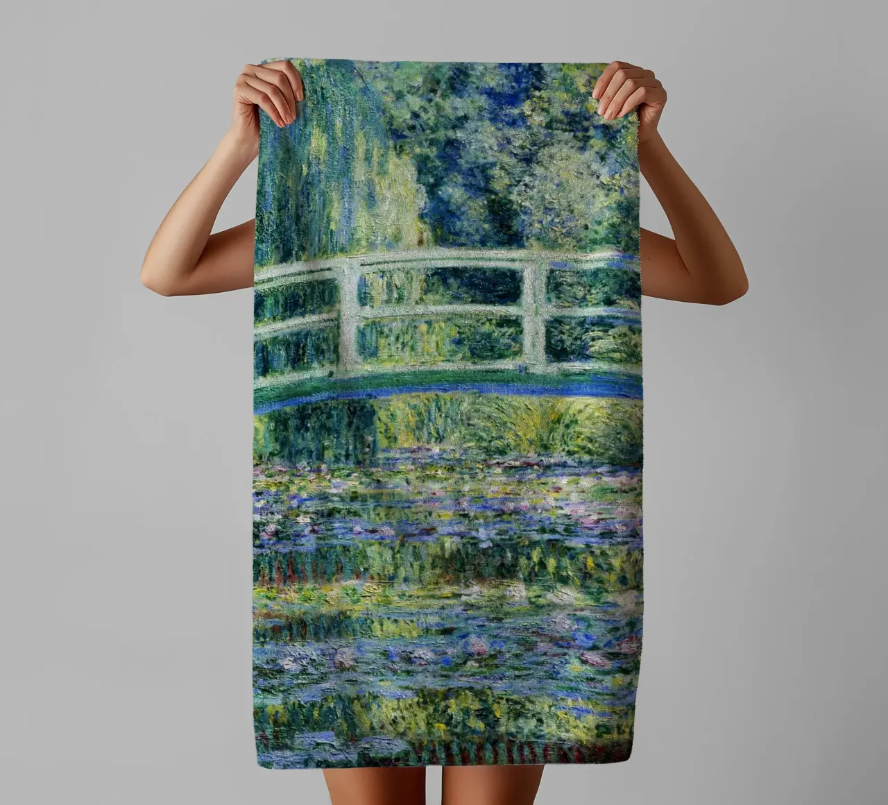Ninfee e ponte giapponese (1899) di Claude Monet asciugamano da bagno da Classic Art Prints