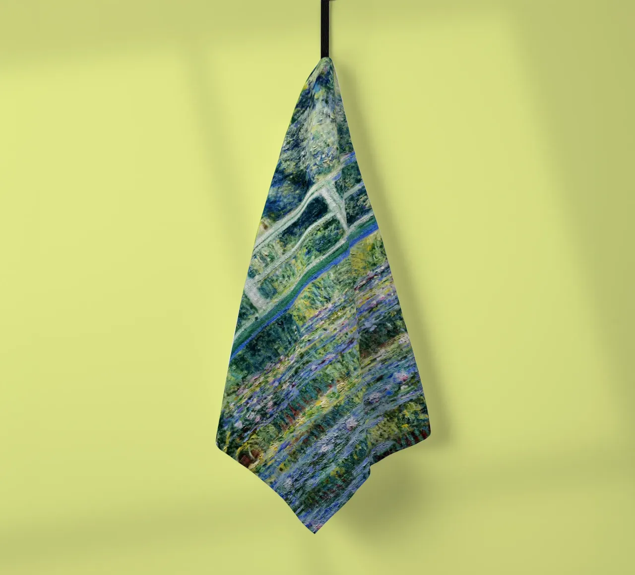 Water Lilies and Japanese Bridge (1899) by Claude Monet tea towel by Classic Art Prints