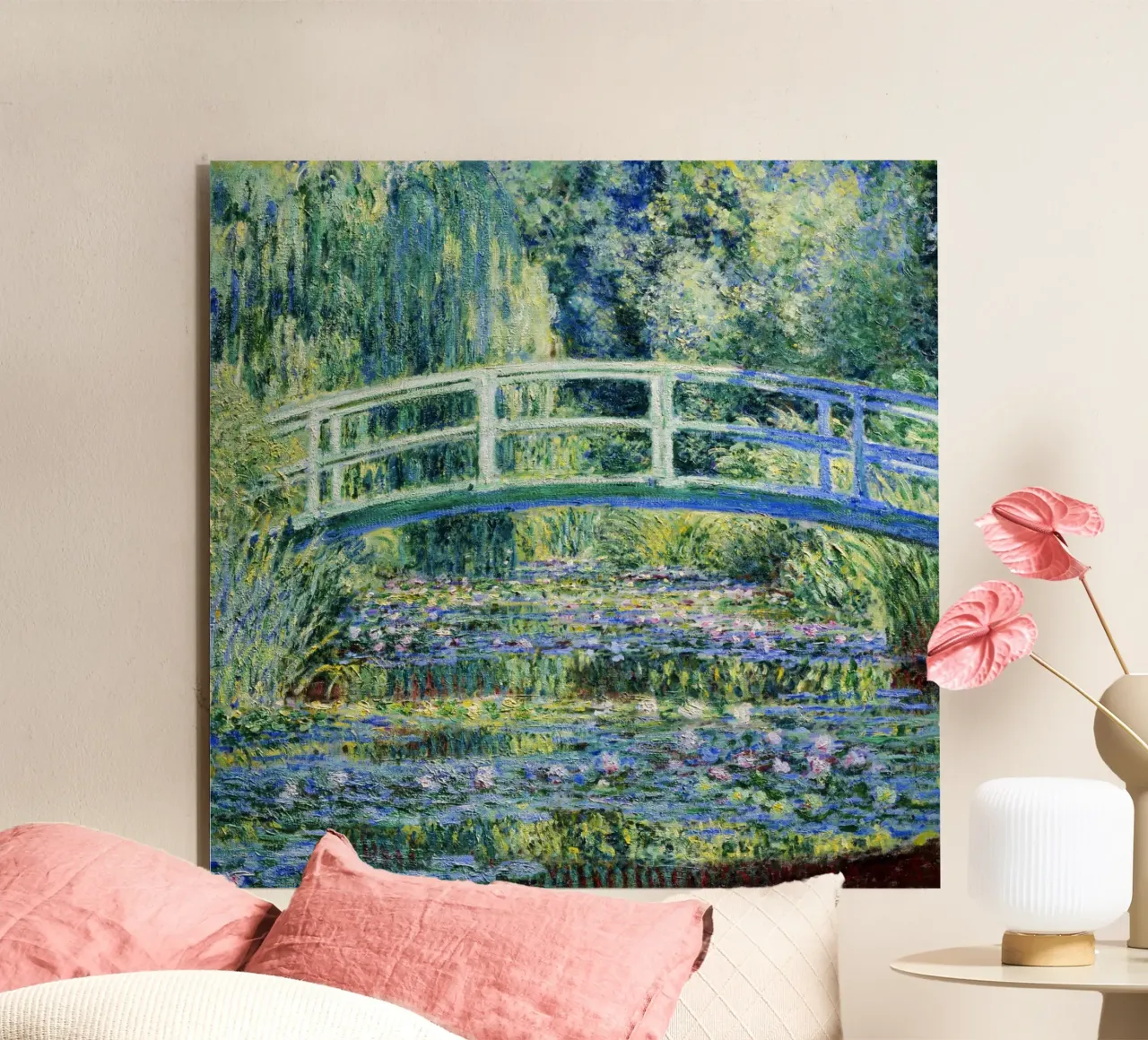 Ninfee e ponte giapponese (1899) di Claude Monet pannello forex da Classic Art Prints