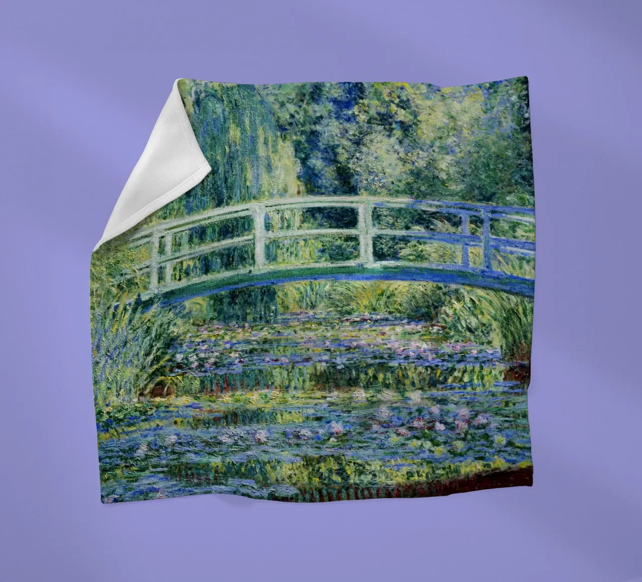 Water Lilies and Japanese Bridge (1899) by Claude Monet fleece blanket by Classic Art Prints