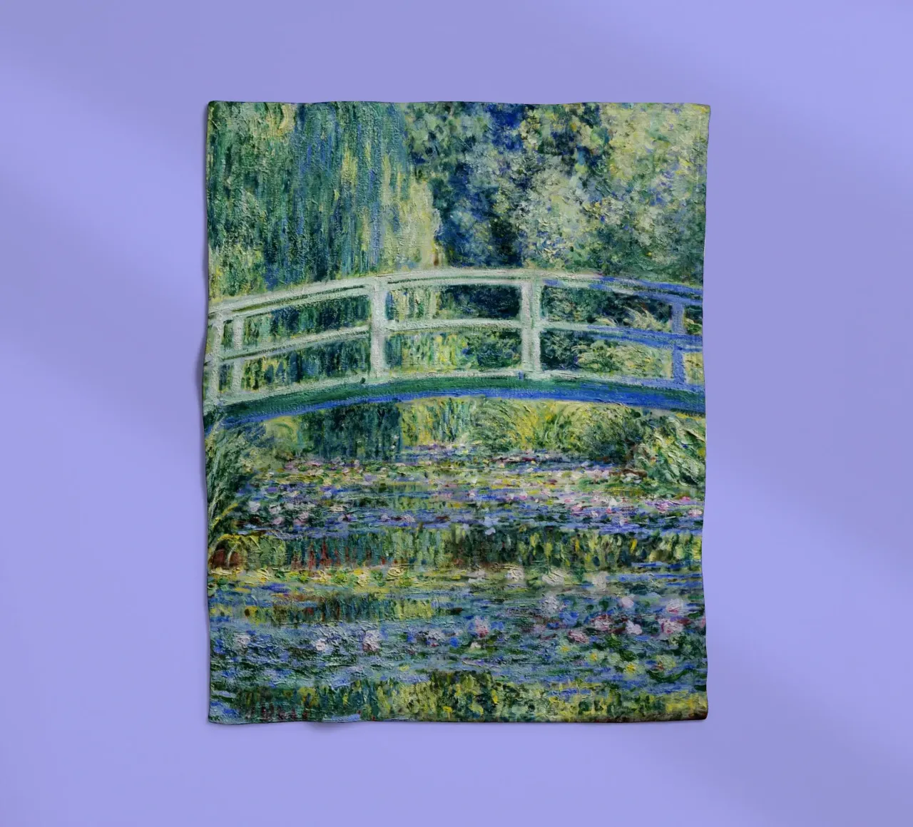 Water Lilies and Japanese Bridge (1899) by Claude Monet fleece blanket by Classic Art Prints