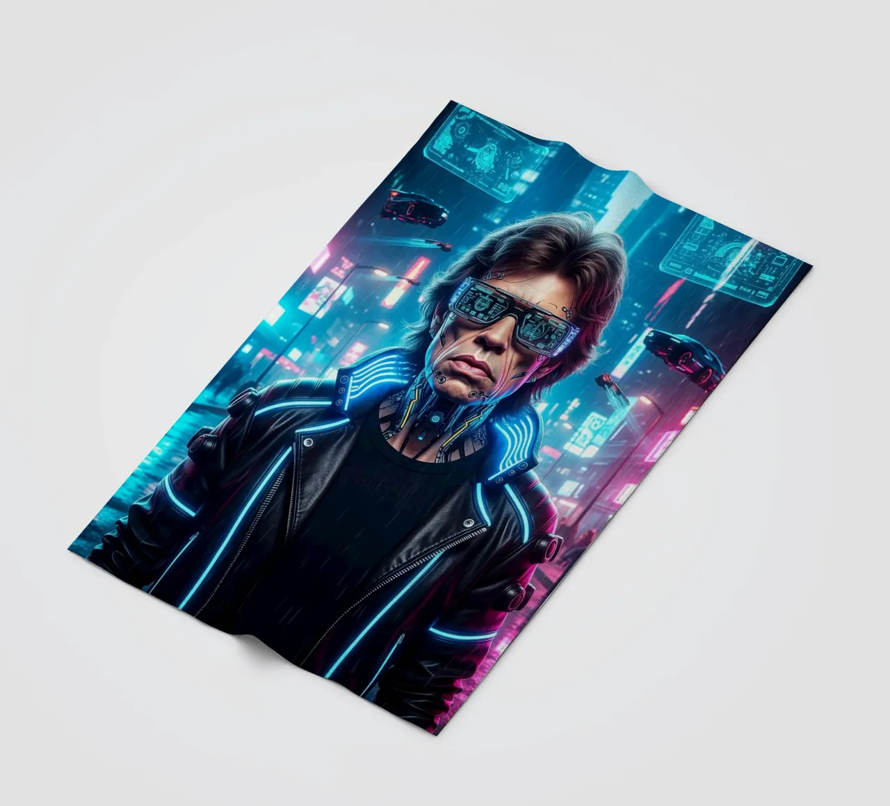Mick Jagger - Cyber Punk art style coperta in pile da Lembayung art