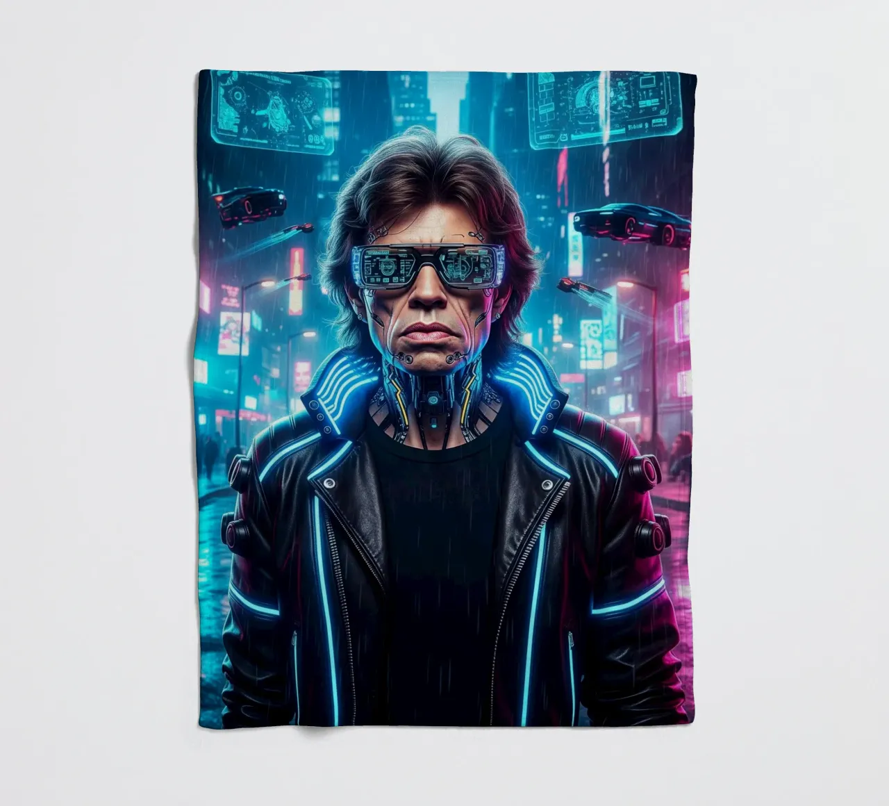 Mick Jagger - Cyber Punk art style coperta in pile da Lembayung art