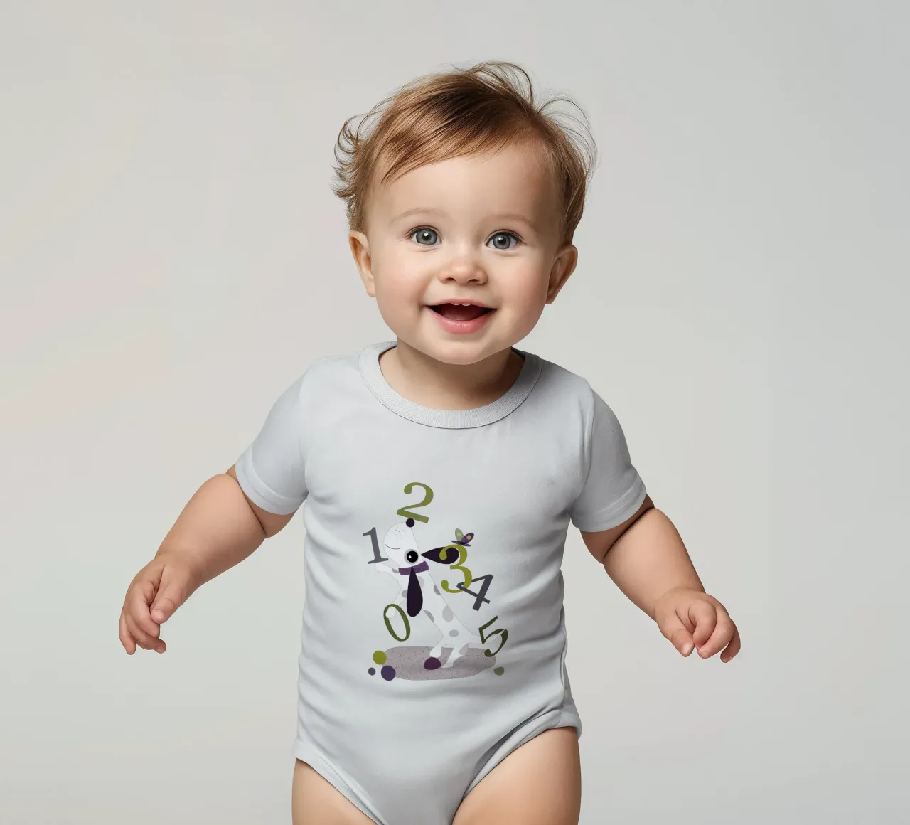 Counting Pup A Playful Numbers Print (Le chiot qui compte) body bébé de JaySan Studio