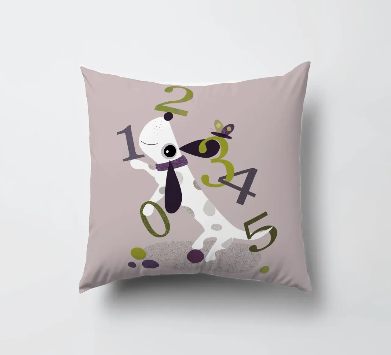 Counting Pup A Playful Numbers Print decorative cushion by JaySan Studio