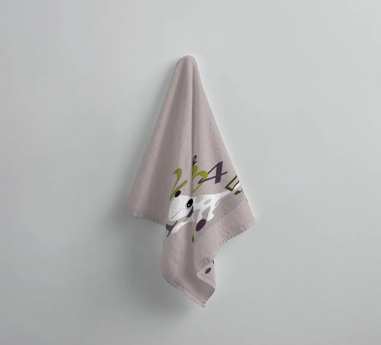 Counting Pup A Playful Numbers Print (Le chiot qui compte) serviette de bain de JaySan Studio