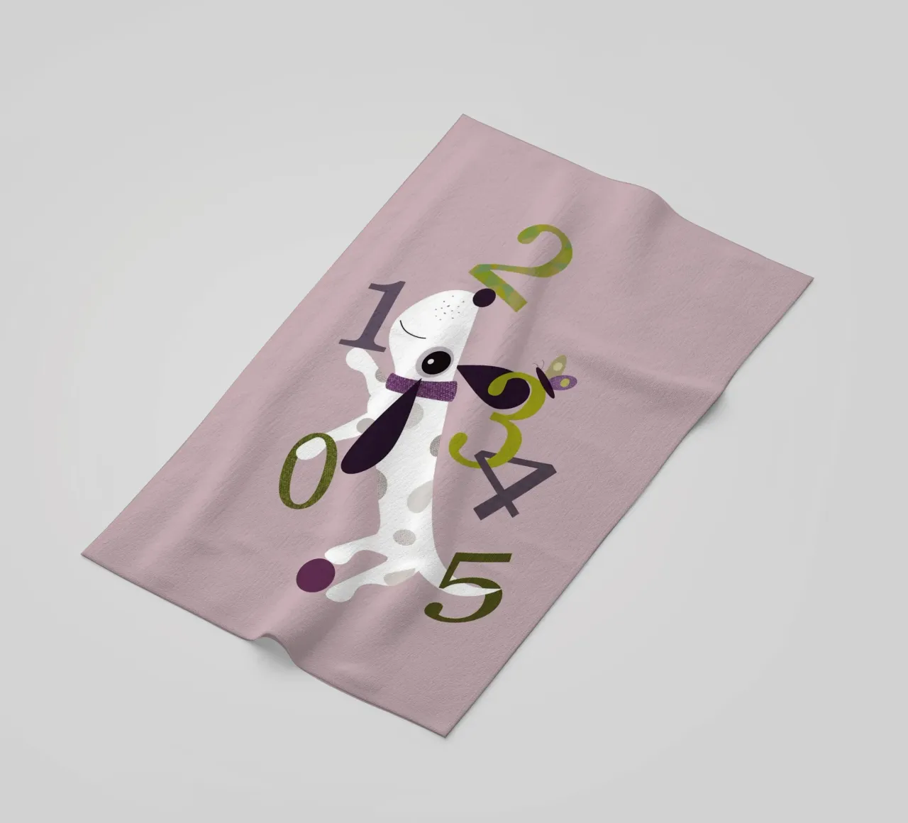 Counting Pup A Playful Numbers Print beach towel by JaySan Studio